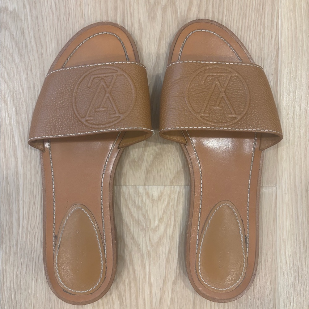 Louis Vuitton Brown Leather Slide Sandals